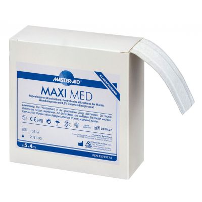 Verpackung Master Aid MAXI MED – Wundschnellverband mit antibakterieller Wundauflage im Format 5m x 4cm