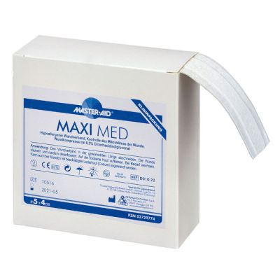 Verpackung Master Aid MAXI MED – Wundschnellverband mit antibakterieller Wundauflage im Format 5m x 4cm